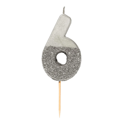 Velas número prateada glitter prateada