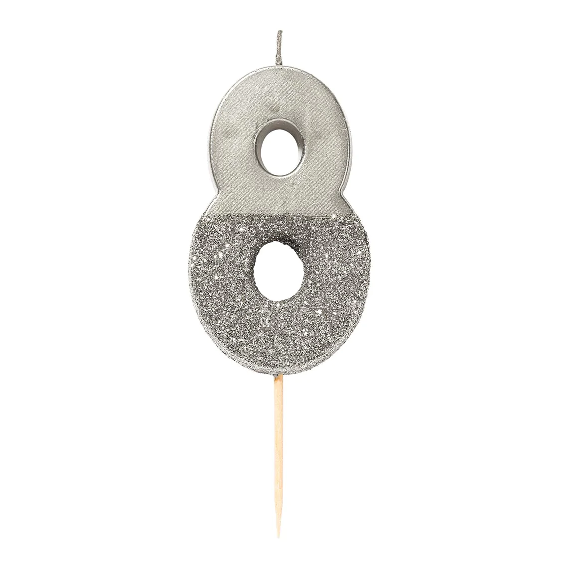 Velas número prateada glitter prateada