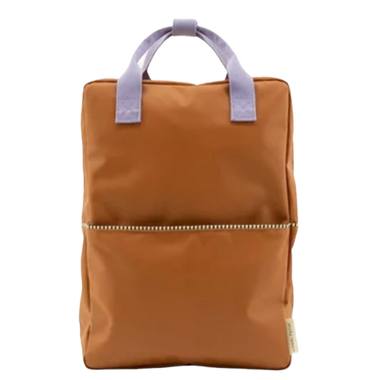 Mochila grande camel alças lilás