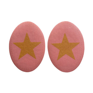 joelheiras rosa estrela glitter