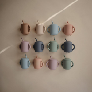 Copo silicone com palhinha - cambridge blue
