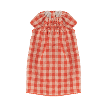 Coelha tamanho 5 vestido vichy coral