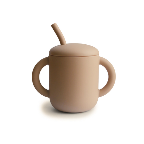 Copo silicone com palhinha - natural