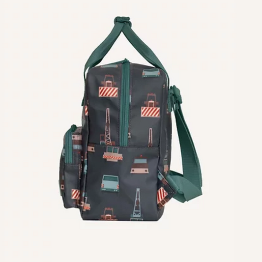 Mochila pequena azul construção