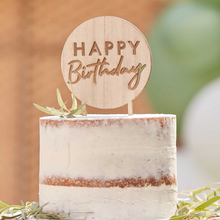 Carregar imagem no visualizador da galeria, Topo bolo &quot;happy birthday&quot; madeira