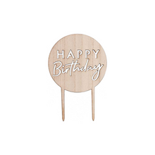 Carregar imagem no visualizador da galeria, Topo bolo &quot;happy birthday&quot; madeira