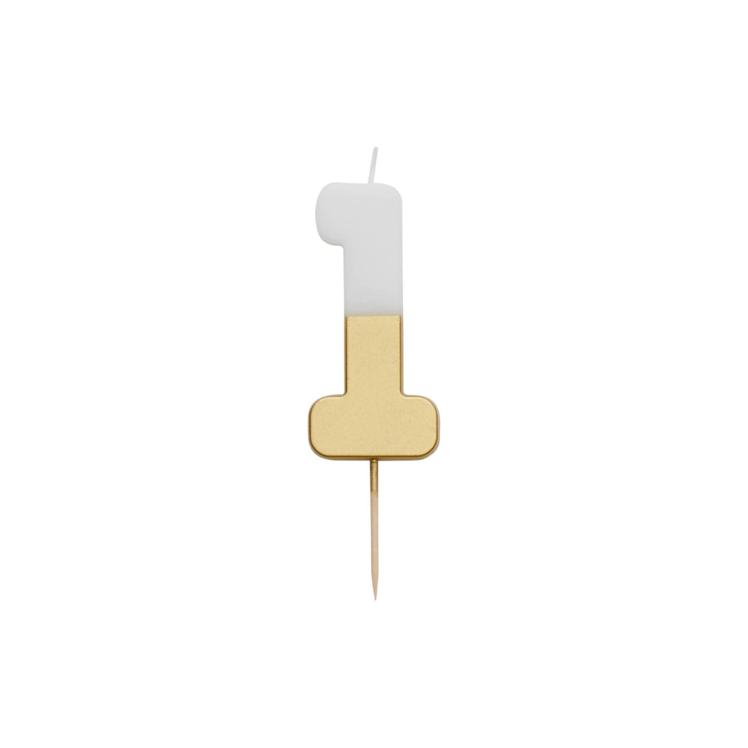 Velas número branca dourada