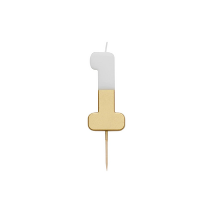 Velas número branca dourada