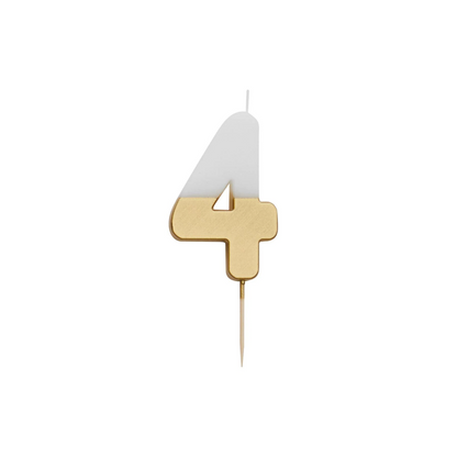 Velas número branca dourada