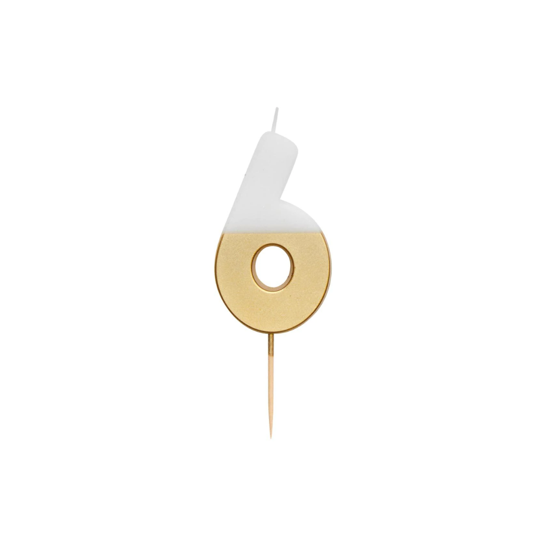 Velas número branca dourada