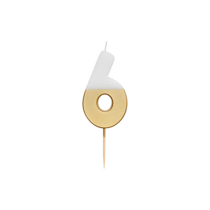 Velas número branca dourada