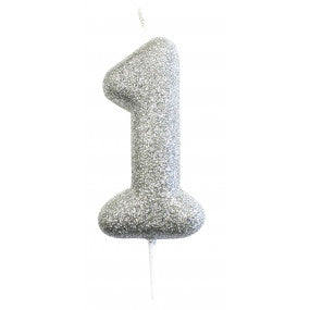 Velas número prateada glitter